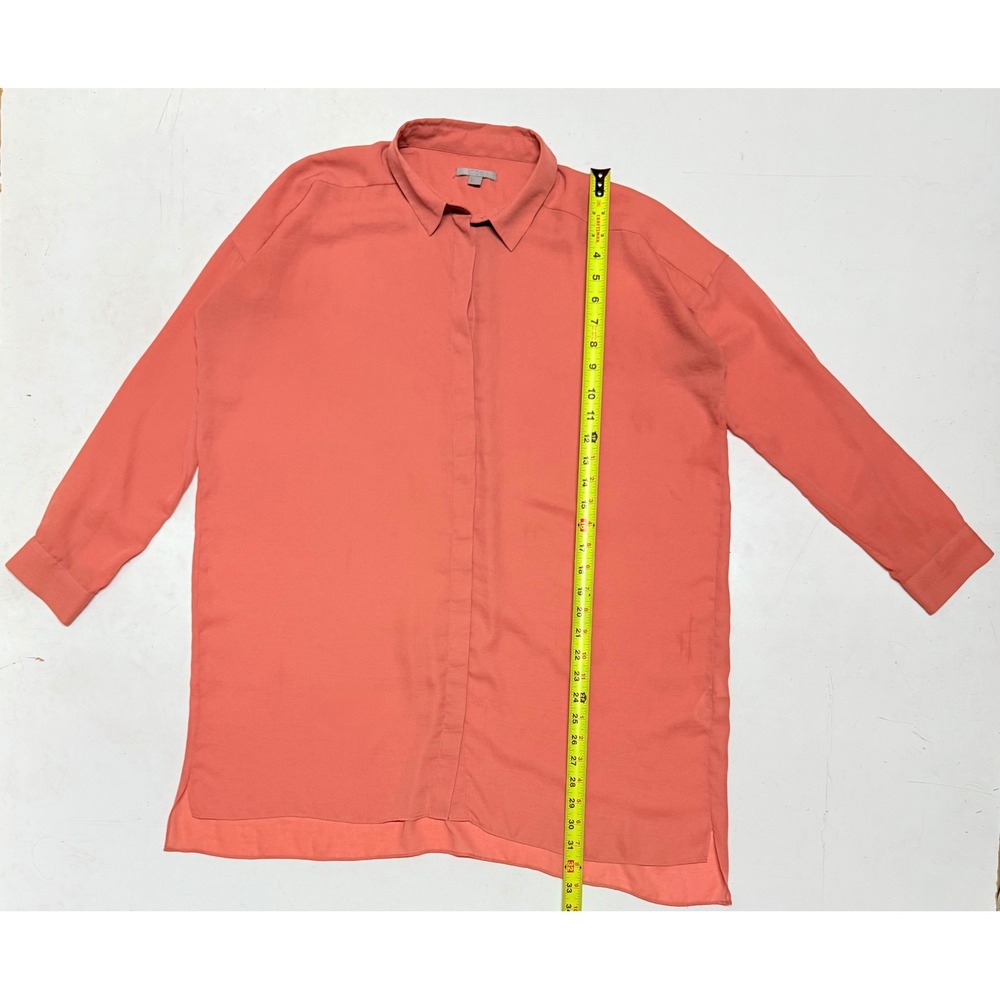 COS Women's‎ Salmon Pink Long Sleeve Tunic Blouse Dress Top Collared Silk